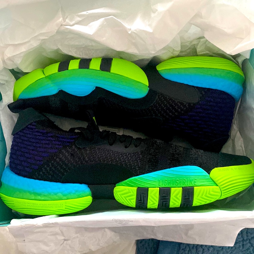 Adidas Trae Young 2 size 12 (black, purple, blue, green)